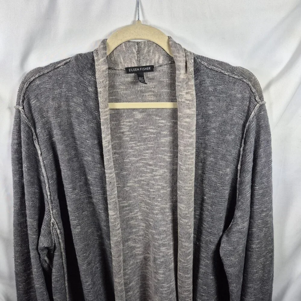 Eileen Fisher Linen Sweater Women XLarge Open Front Cardigan Sustainable Capsule - Picture 3 of 7